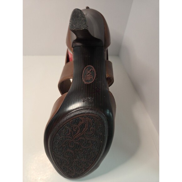 Sofft Brown Leather Peep Toe & Sides high heels w/zip up back Cognac Sz 8.5 M - Picture 11 of 12